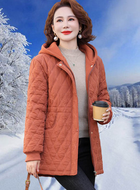 中年妈妈冬装轻薄羽绒棉服中老年人秋冬季大码棉衣外套女2025新款