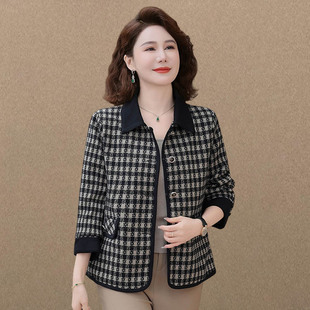小西装 妈妈春装 洋气中老年人春秋季 子外套2025新款 上衣女 小香风格