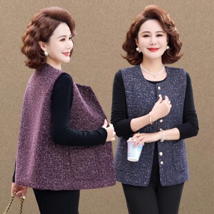 妈妈春装马甲女短款无袖外套中老年人春秋款洋气坎肩上衣2026新款