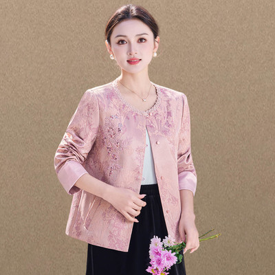 妈妈春装小香风外套女2026新款洋气中老年春秋新中式国风上衣短款