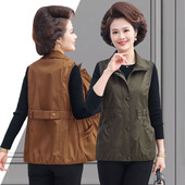 妈妈春秋装 纯棉马甲外套女休闲上衣洋气中老年人宽松遮肚坎肩背心