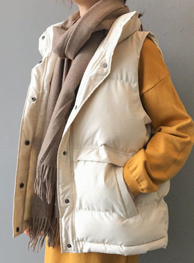 2025新款羽绒棉服马甲女秋冬马夹短款立领百搭时尚外穿坎肩外套潮