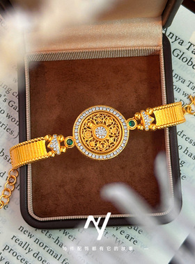 沙金旋转八宝罗盘旋转手链手表链时尚复古奢华罗盘手链礼物批发