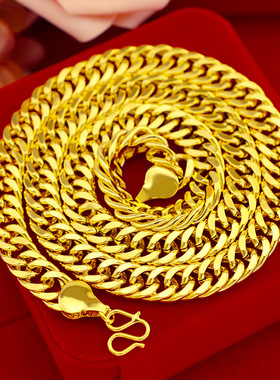 金店同款男士扁链批发 跨境镀沙金10m老板项链男款地摊货源批发