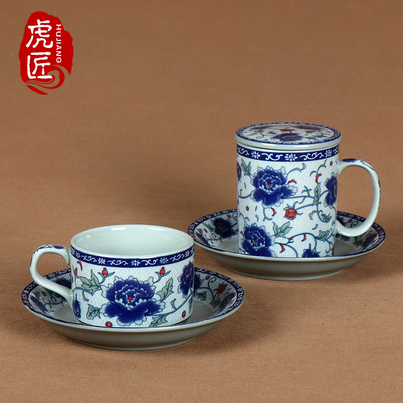 陶瓷复古带把茶杯小号