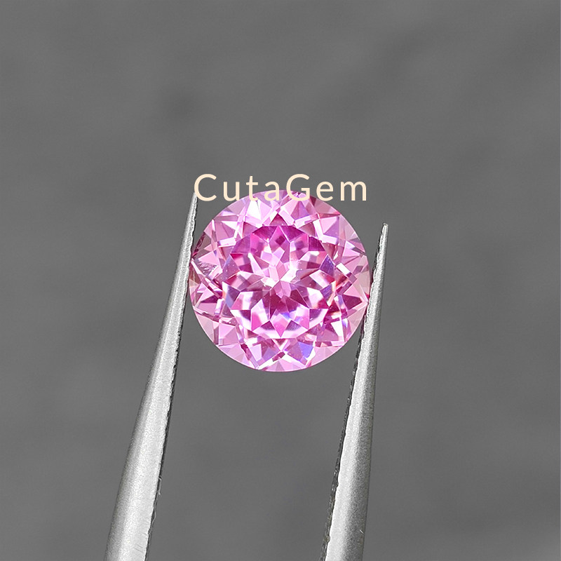 1~10mm粉色培育宝石裸石圆形心形正方人工人造合成配石厘石小碎钻