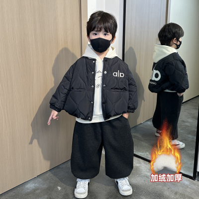 男童秋冬加绒卫衣套装2025新款
