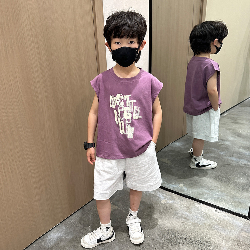 韩版男童夏装背心套装帅气炸街潮图片