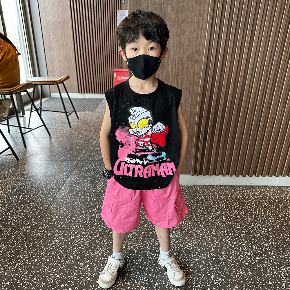 奥特曼衣服男童夏季痞帅背心套装
