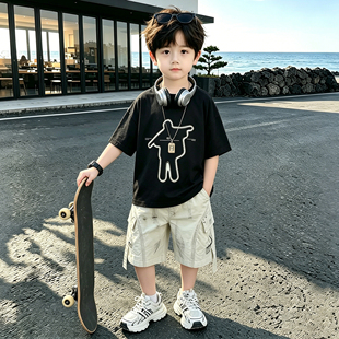酷帅儿童夏季2026新款套装洋气男童夏天短袖宝宝两件套韩版童装潮
