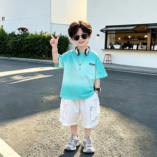 酷帅男童夏季短袖套装2026新款韩版洋气儿童时髦休闲男孩薄款夏装