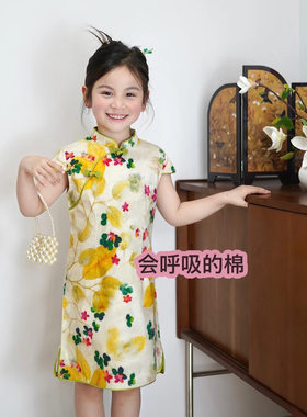 大码专区【160-165】女童全棉旗袍裙 改良款复古连衣裙 单层