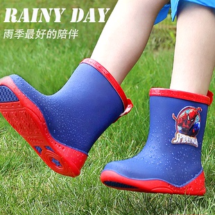 儿童雨鞋男童雨靴女童小学生轻便防滑小中大童宝宝幼儿园加绒水鞋