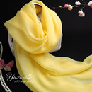 丝绸围巾 黄色纯色100%桑蚕丝长款 真丝丝巾披肩女薄纱巾春秋冬夏季
