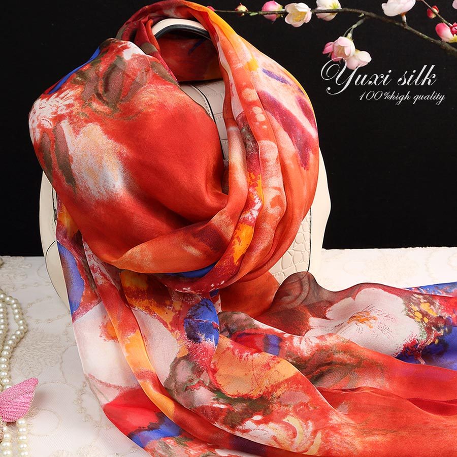 大红花卉100%桑蚕丝长款真丝丝巾披肩女士纱巾春秋冬夏季丝绸围巾,服饰配件/皮带/帽子/围巾,围巾/丝巾/披肩,淘宝优惠券,粉丝福利购,淘宝优惠卷