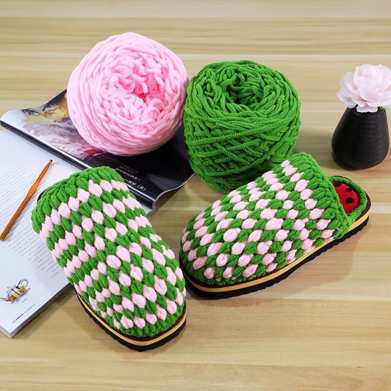 冰条线勾鞋专用毛线3.3两大团小拖鞋勾鞋线单股粗毛线团diy大份量