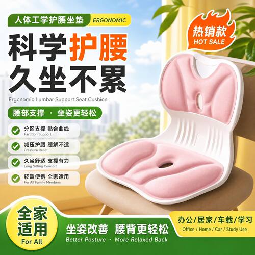 久坐专用护腰坐垫腰托产后记忆棉护腰坐垫办公室久坐靠背喂奶坐姿