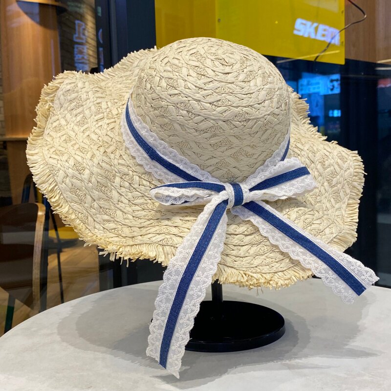 田园风波浪边草帽女夏季太阳帽子