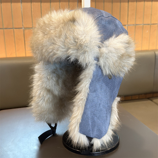 新款雷锋帽男女大头围加厚保暖毛绒护耳帽东北户外骑行防寒滑雪帽