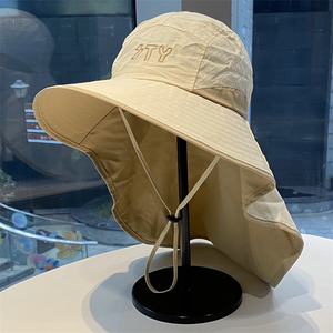 户外大檐防晒帽子男女夏季网眼透气速干遮阳渔夫帽披肩护脖登山帽