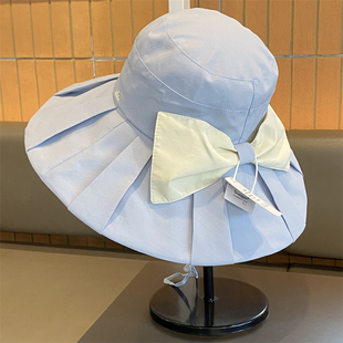 韩版 户外出游太阳帽防紫外线大檐遮阳防晒帽 蝴蝶结渔夫帽女春夏季