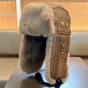 冬季 皮质加厚加绒雷锋帽男女户外骑车保暖大头围护耳帽东北滑雪帽