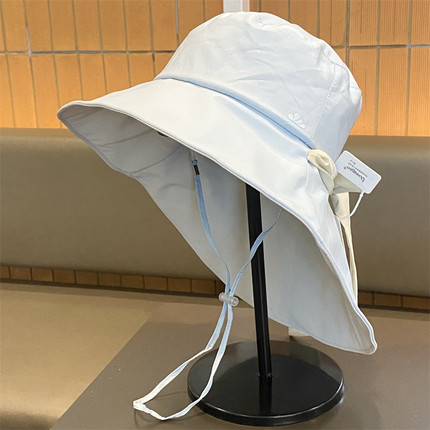 大檐遮脸护颈防晒帽子女夏季户外出游度假防紫外线遮阳渔夫帽时尚