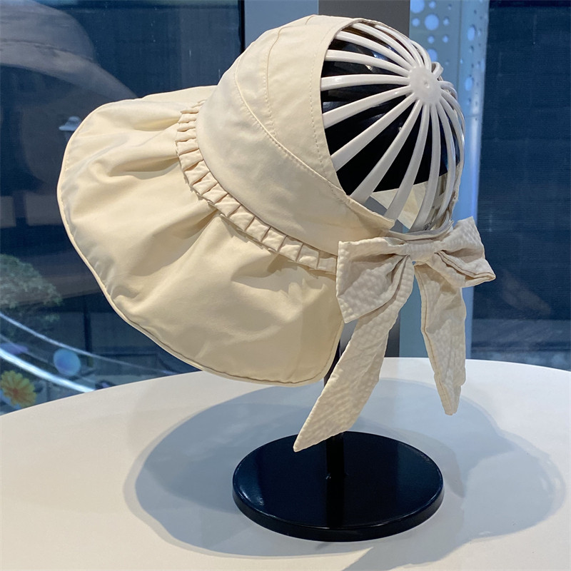 蝴蝶结大檐空顶帽子女夏季显脸小