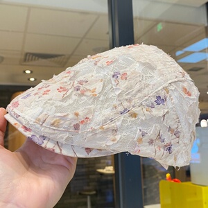 复古文艺蕾丝碎花前进帽女夏季户外透气遮阳防晒鸭舌帽百搭贝雷帽