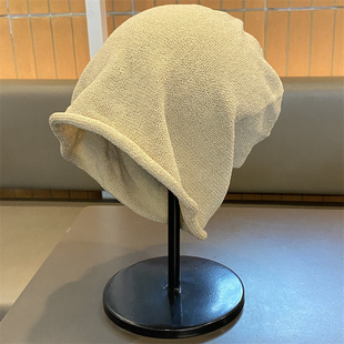 简约百搭大头围堆堆帽女新款显脸小套头帽春夏天冷帽月子帽包头帽