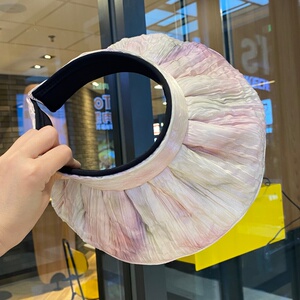 发箍防晒帽子女夏季户外大檐遮脸空顶贝壳帽休闲百搭渐变色遮阳帽