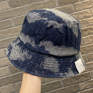 日系时尚 小众扎染渔夫帽男女户外遮阳防晒帽 百搭牛仔盆帽春秋新款