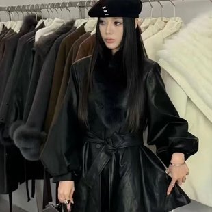 版型巨好看羽绒内胆黑色皮衣羽绒服女冬季狐狸毛领外套保暖高级感