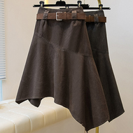 实拍大码女装2026春款上新高腰弹力显瘦不规则牛仔半身裙