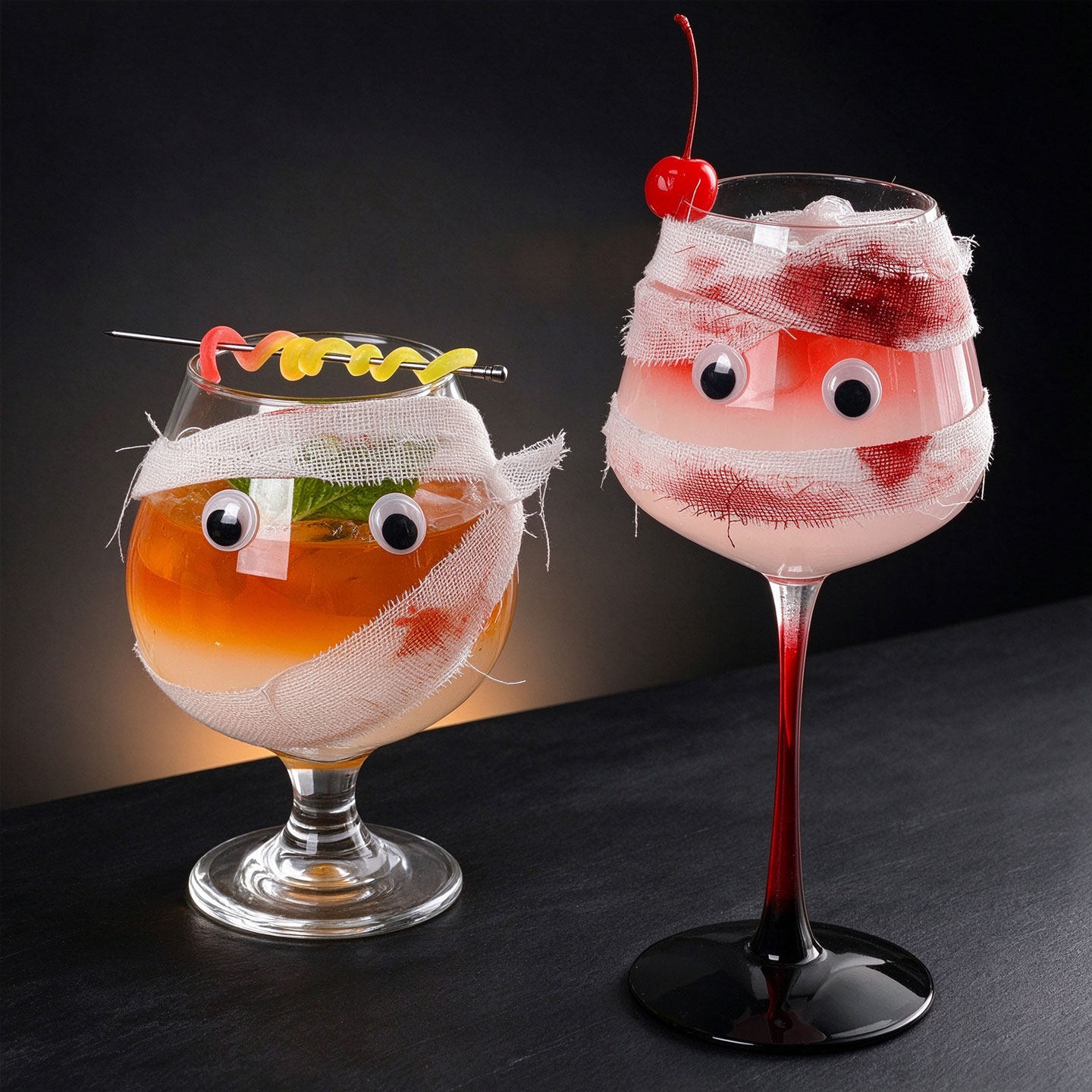 万圣节创意木乃伊鸡尾酒杯套装 DIY 绷带大眼搞怪酒吧特调玻璃杯