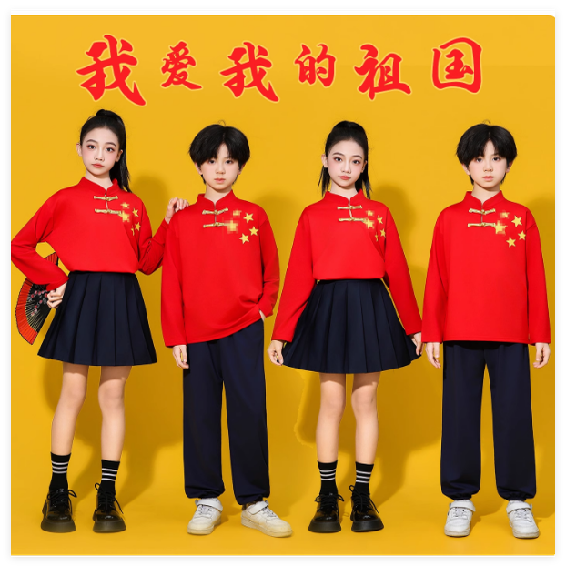 小学生爱国合唱表演服啦啦队