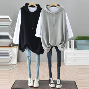 百搭上衣 甲背心女外穿坎肩马夹中长款 春秋新款 胖mm300斤宽松大码