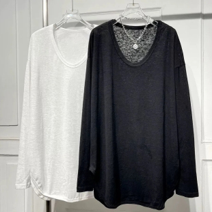 圆领女装 百搭宽松遮肉纯色打底衫 T恤上衣 胖妹妹300斤特大码 春秋季