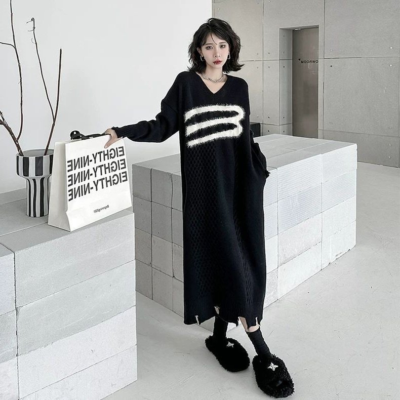 秋冬季新款时尚美式简约休闲风胖MM300斤超大码女款针织毛衣裙ins,女装/女士精品,连衣裙,淘宝优惠券,粉丝福利购,淘宝优惠卷