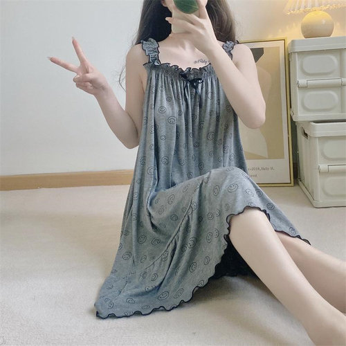 2-300斤大码笑脸背心薄款睡裙女