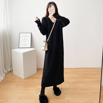 胖mm300斤特大码长袖针织连衣裙