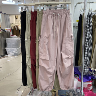 美式复古风纯色工装裤胖妹妹2-300斤超大码遮肉夏季高腰长裤女装
