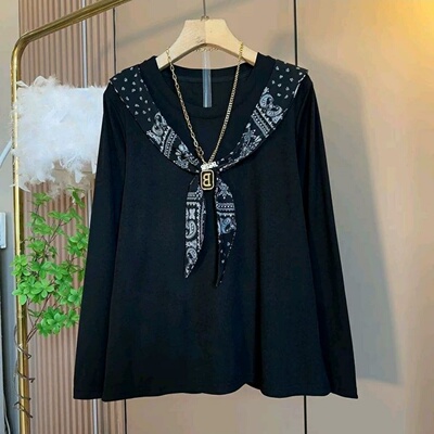 胖MM300斤大码韩范拼接时尚长袖