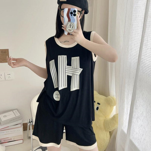 宽松薄款背心短裤运动两件套装女