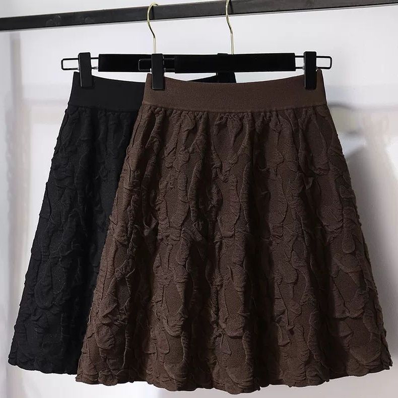 秋冬季胖MM遮臀百搭针织半身短裙