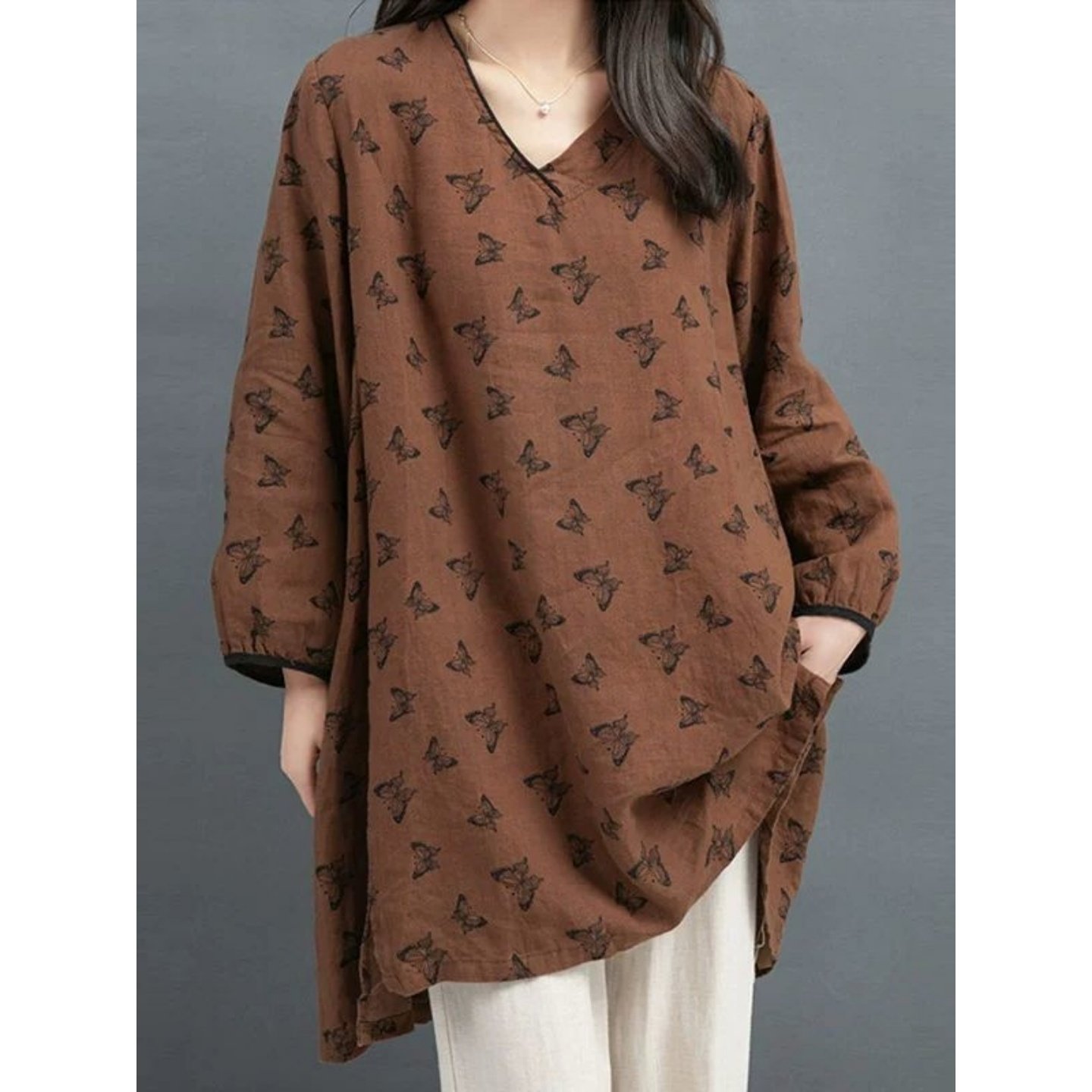 秋装胖MM复古风印花长袖上衣V领遮肚气质遮臀打底小衫300斤大码女,女装/女士精品,T恤,淘宝优惠券,粉丝福利购,淘宝优惠卷