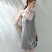 女装 300斤特大码 宽松慵懒风胖MM洋气性感蕾丝设计吊带连衣裙夏季