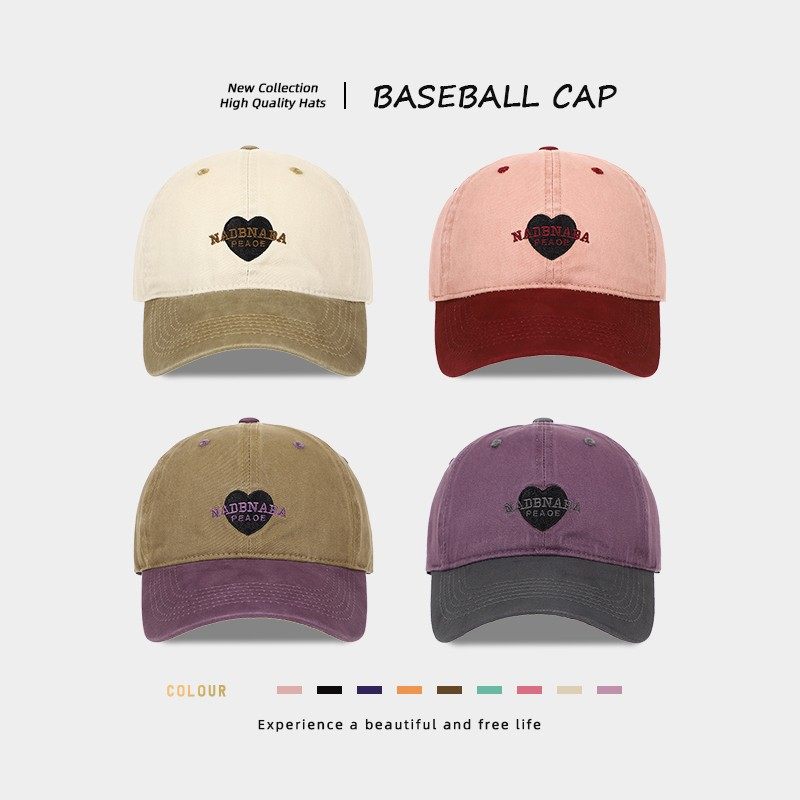 复古爱心刺绣拼色棒球帽子女宽檐深顶大头围显脸小户外遮阳鸭舌帽,服饰配件/皮带/帽子/围巾,帽子,淘宝优惠券,粉丝福利购,淘宝优惠卷