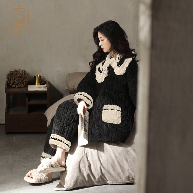 珊瑚绒睡衣女冬季保暖家居服