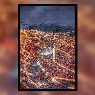 色达夜景1000片风景木质拼图成人高难度解压玩具女生情侣生日礼物